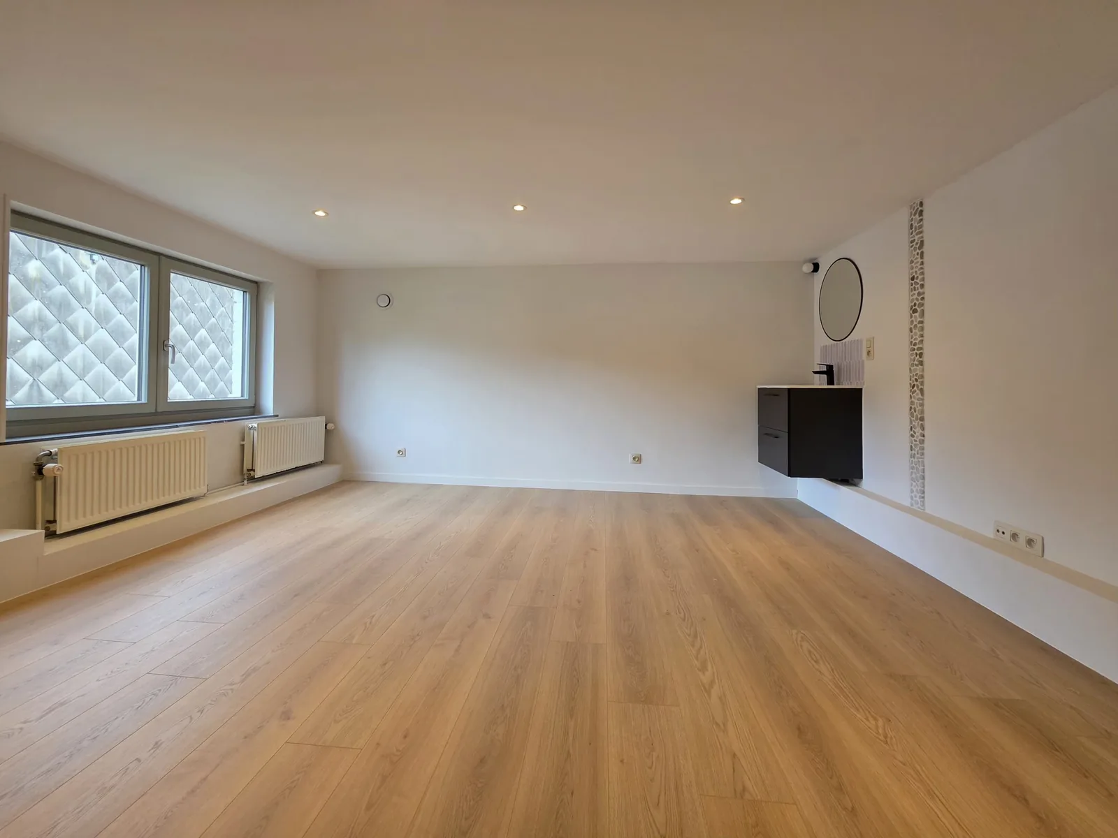 Grande pièce avec parquet clair